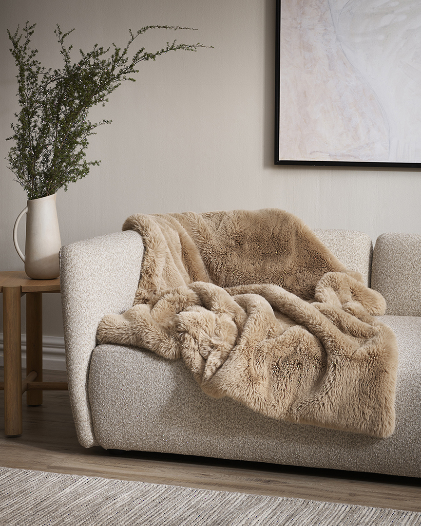 Baya | Pele Faux Fur Throw | Biscuit image 0